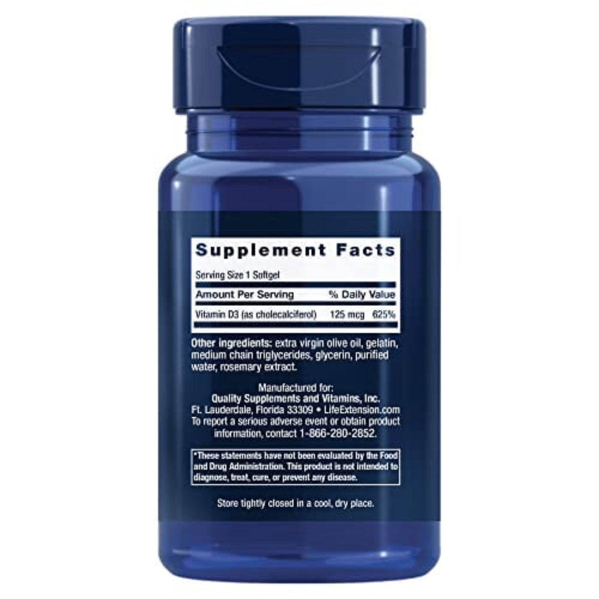 Life Extension Vitamin D3 5000 iu Vitamin D SUPPS247  - Image 2