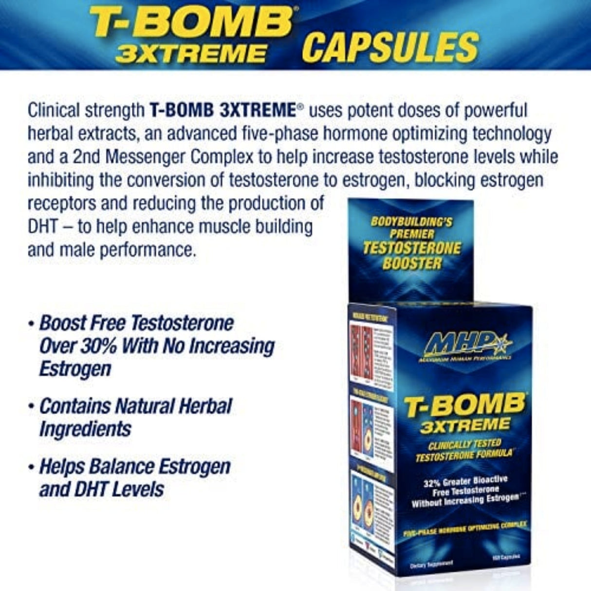 MHP T-BOMB 3XTREME 168 CT Test booster , Libido Booster SUPPS247 