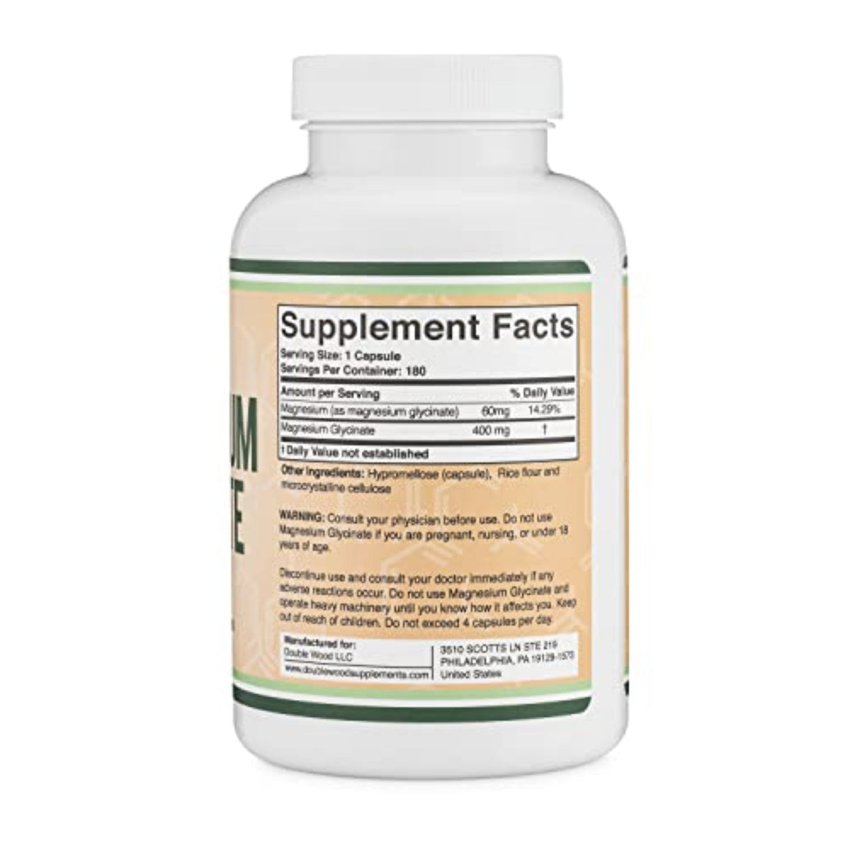 Magnesium Glycinate 400mg by Double Wood Magnesium SUPPS247  - Image 2