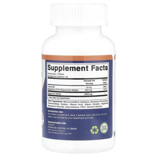 Magnesium Malate with B6 by Vitamatic Magnesium Vitamatic 