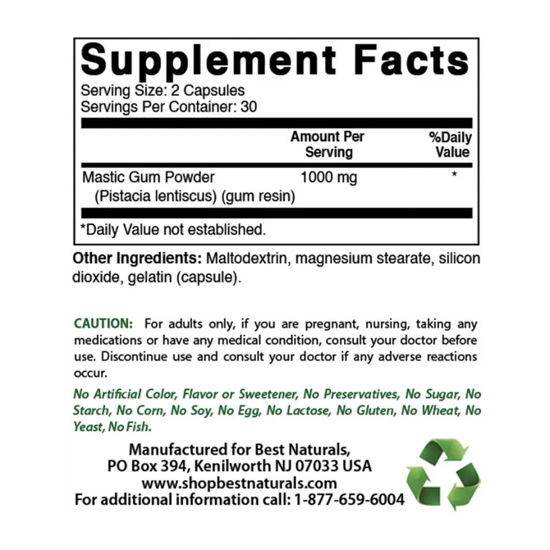 Mastic Gum 500mg by Best Naturals digestive support Best Naturals  - Image 2
