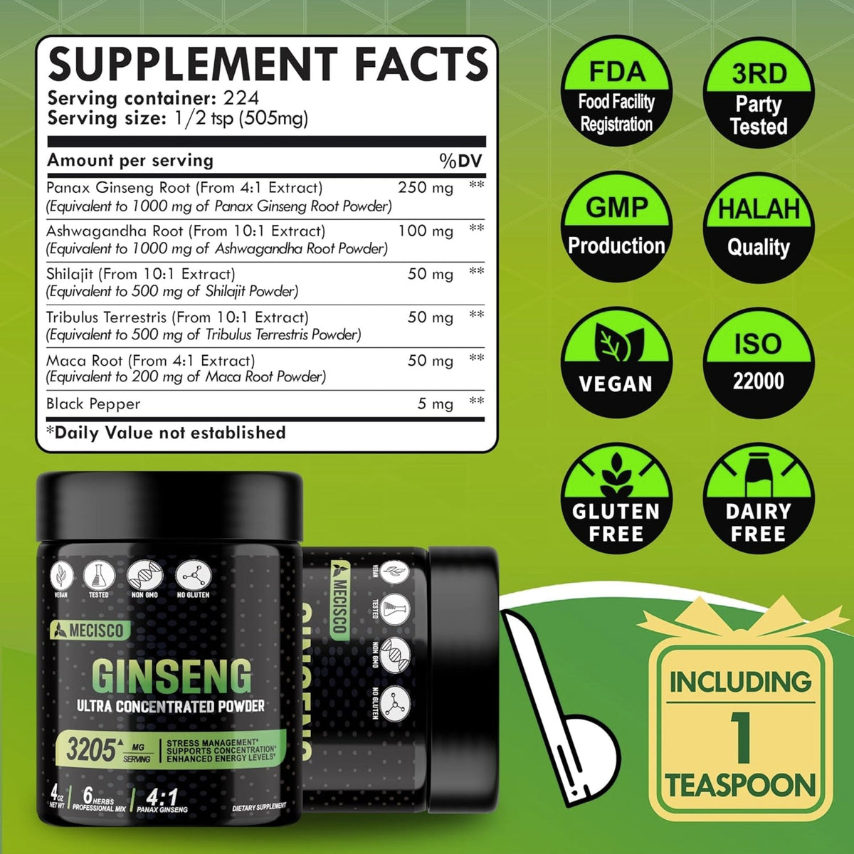 Mecisco Gluten Free 6in1 Ginseng 3205 Mg Ginseng SUPPS247  - Image 5