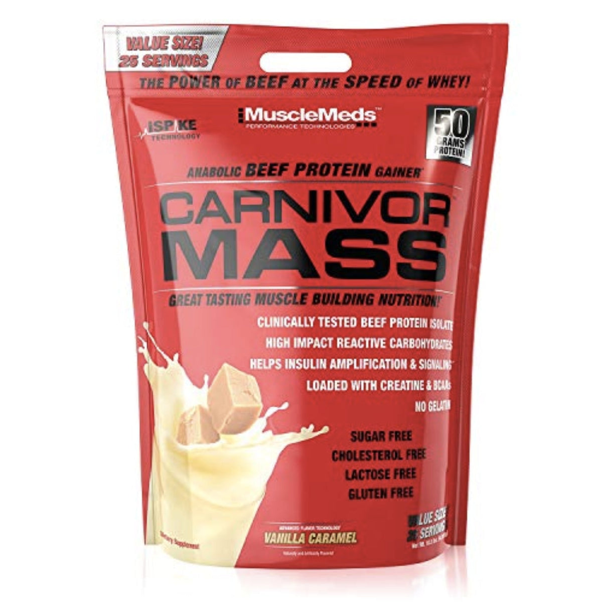 MuscleMeds Carnivor Mass 10.5 Pounds mass gainer SUPPS247 Vanilla Caramel  - Image 1