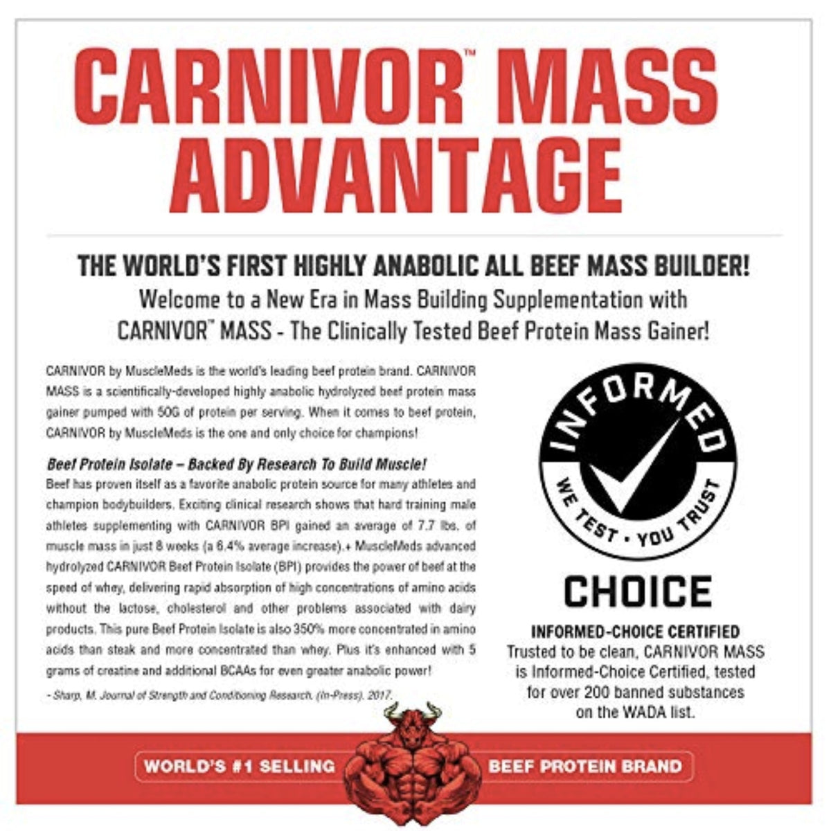 MuscleMeds Carnivor Mass 10.5 Pounds mass gainer SUPPS247  - Image 3