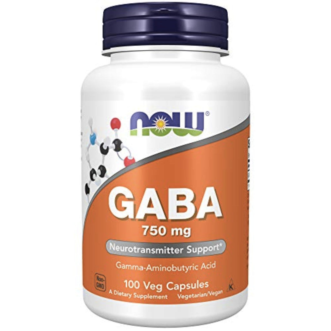 NOW GABA 750 mg Neurotransmitter Support 100 CT BRAIN BOOSTER SUPPS247 