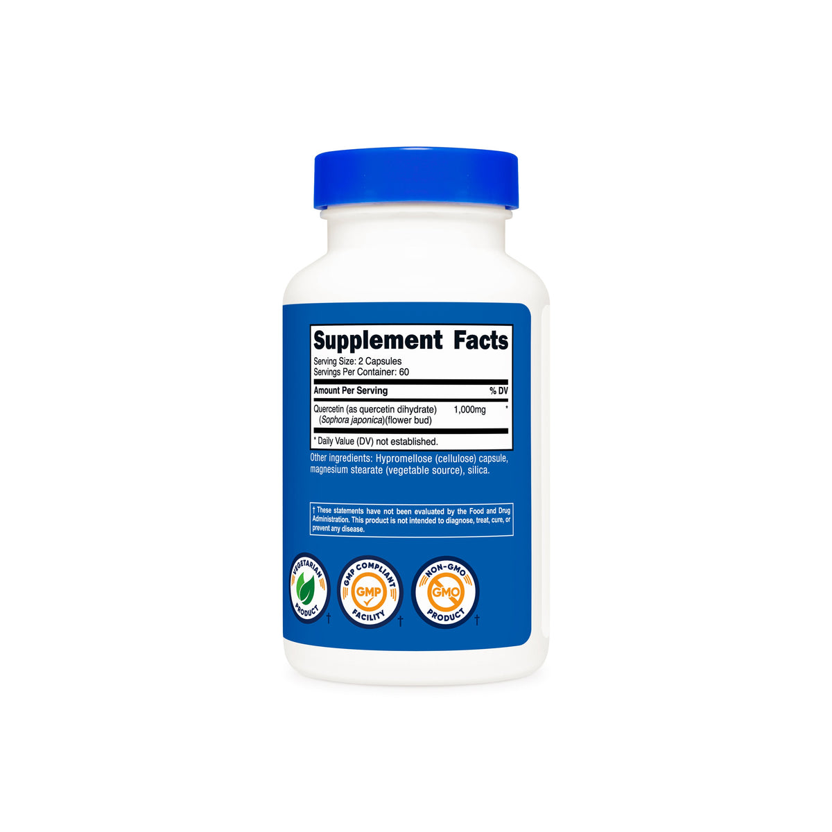 Nutricost Quercetin 1,000 mg 120 Capsules supplement facts - Image 2