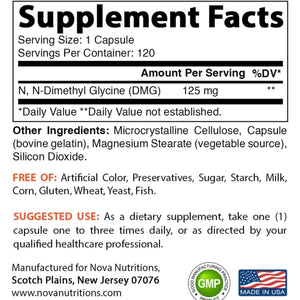 Nova Nutritions DMG 125 mg 120 Counts immune booster SUPPS247 