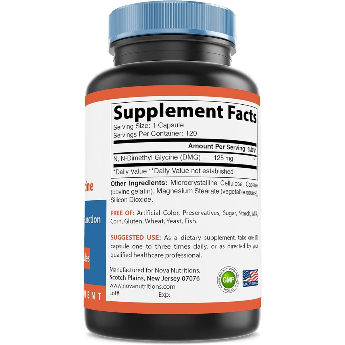 Nova Nutritions DMG 125 mg 120 Counts immune booster SUPPS247  - Image 3