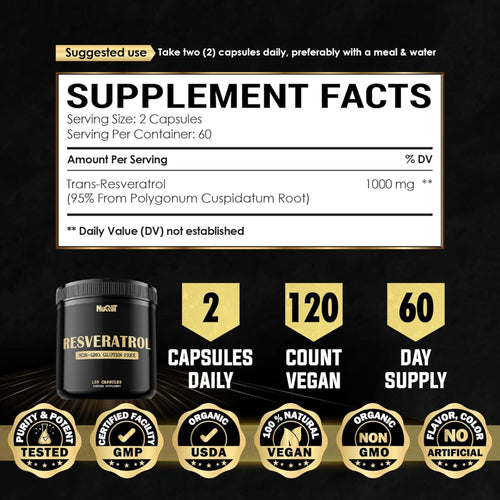 Nuqitt Resveratrol 1000mg 120 Counts GENERAL HEALTH SUPPS247 
