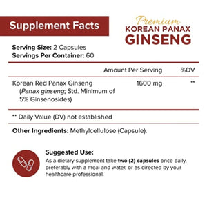 NutriFlair Korean Red Panax Ginseng 1600mg Test booster , Libido Booster SUPPS247 