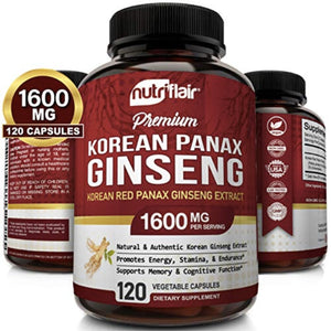 NutriFlair Korean Red Panax Ginseng 1600mg Test booster , Libido Booster SUPPS247 