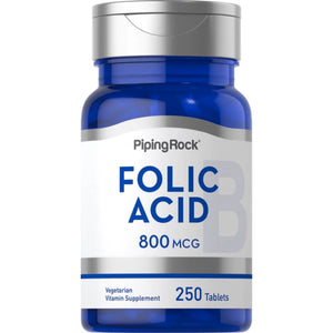 PipingRock Folic Acid 800 mcg 250 Counts GENERAL HEALTH SUPPS247 
