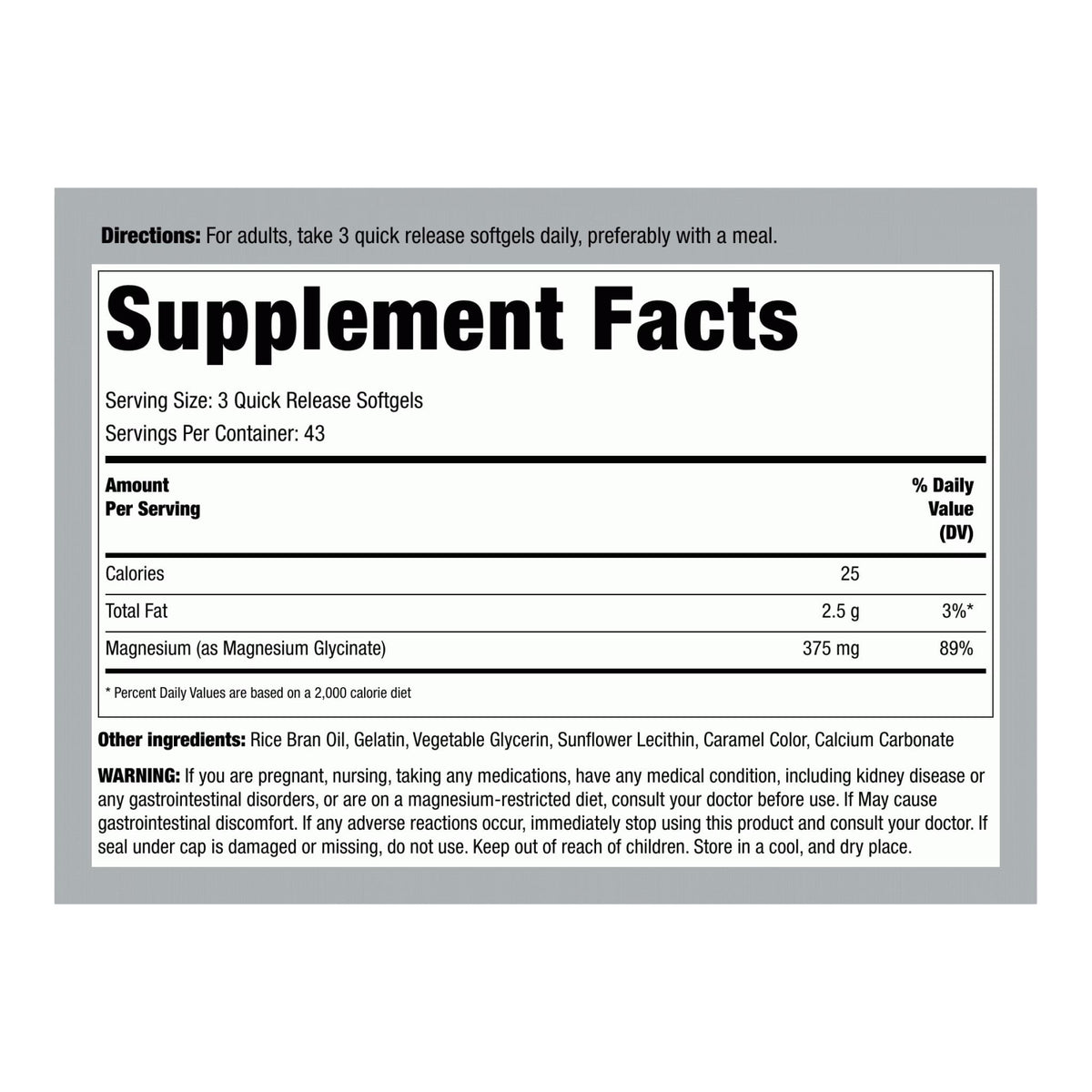 Premium Magnesium Glycinate by Piping Rock 375 mg Magnesium Piping Rock  - Image 2