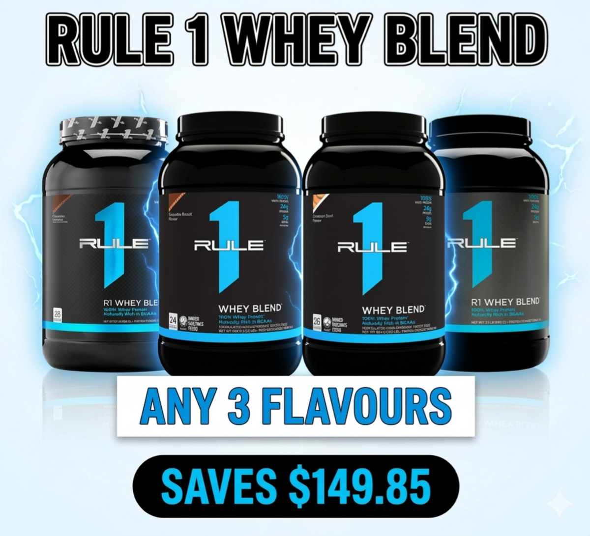 R1 Whey Blend 2lb Triple Pack Mix & Match by Rule 1 Proteins (3 Tubs) - Image 1