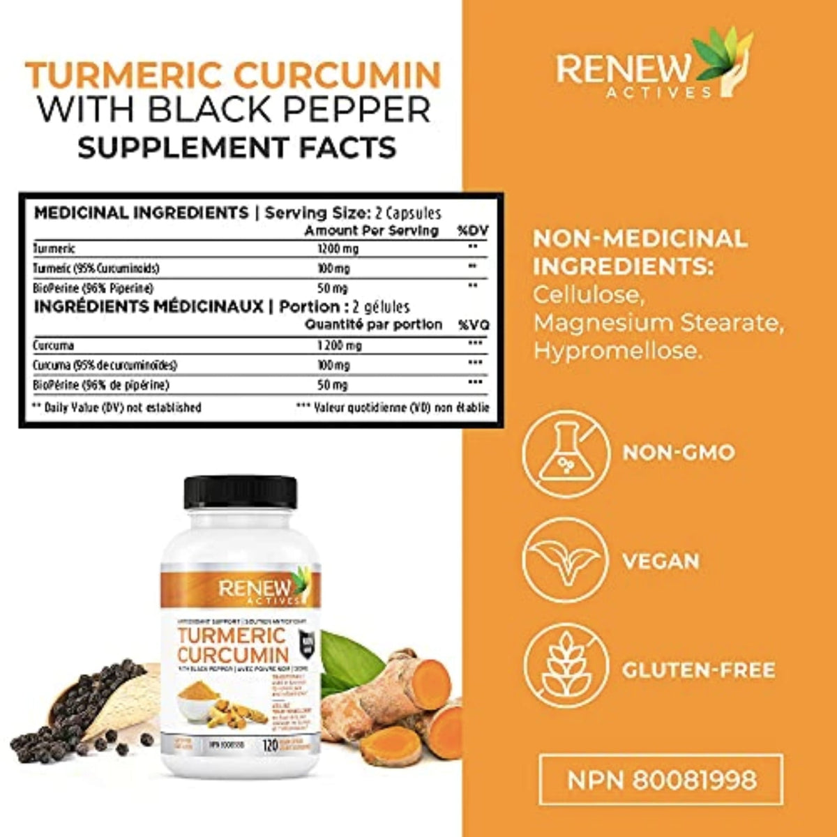 Renew High Potency Turmeric with Black Pepper Turmeric SUPPS247  - Image 4