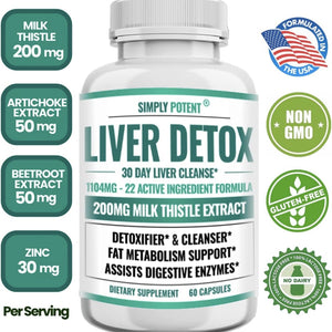 Simply Potent 30 Day Liver Detox - 60 liver support SUPPS247 