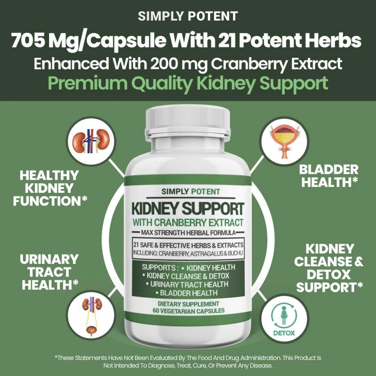 Simply Potent Kidney Support With Cranberry Extract - 60 kidney support SUPPS247  - Image 3
