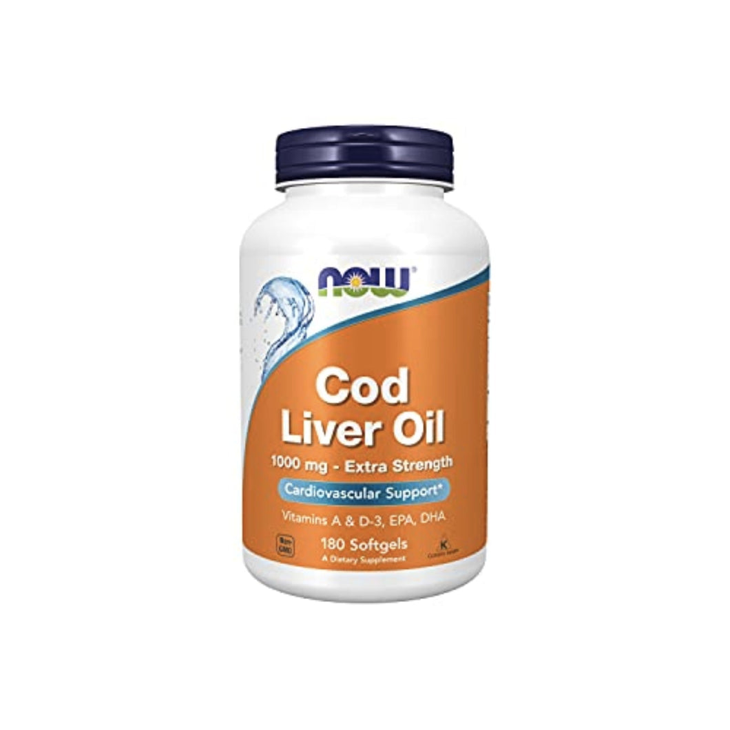 NOW Foods - Cod Liver Oil 1000 mg - 180 Softgels fish oil SUPPS247 