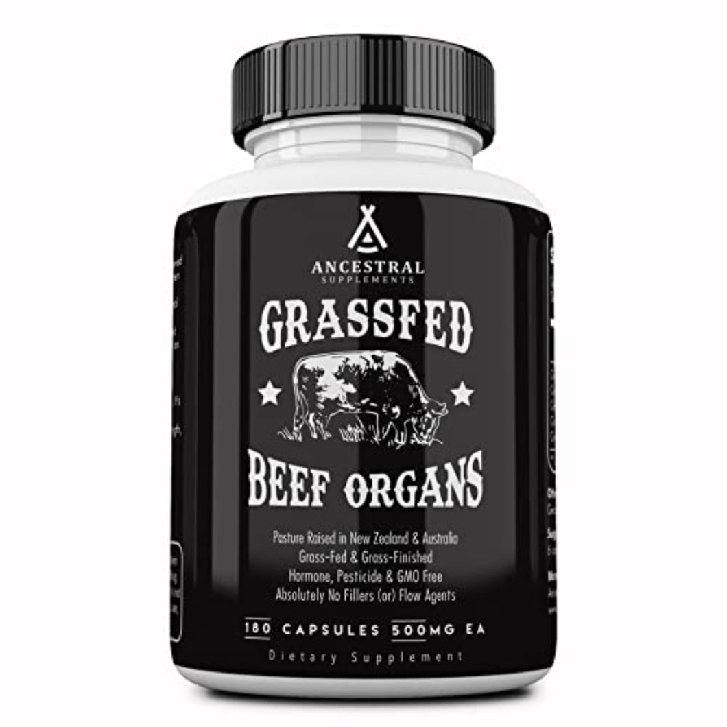 Grass Fed Beef Organs — Liver, Heart, Kidney, Pancreas, Spleen (180 Capsules) Glandular Extracts SUPPS247 