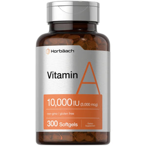 Vitamin A 10000 IU Softgels | 300 Count by Horbaach Vitamins SUPPS247 