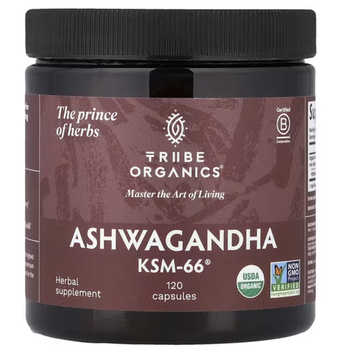 KSM-66 Organic Ashwagandha 120 Capsules By Tribe Organics