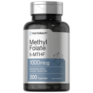 Methyl Folate 1000 mcg | 200 Capsules by Horbaach BRAIN BOOSTER SUPPS247 