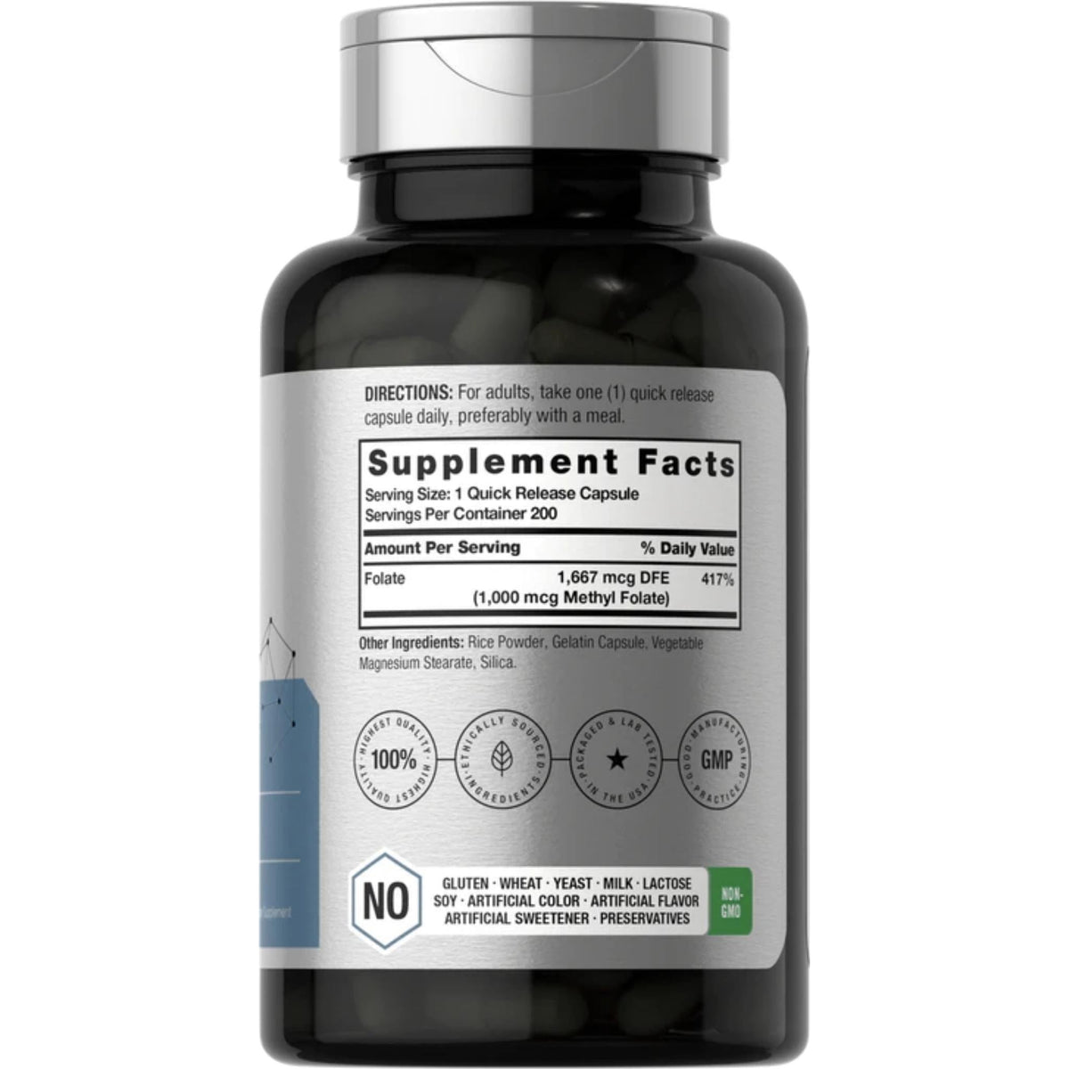 Methyl Folate 1000 mcg | 200 Capsules by Horbaach BRAIN BOOSTER SUPPS247  - Image 2