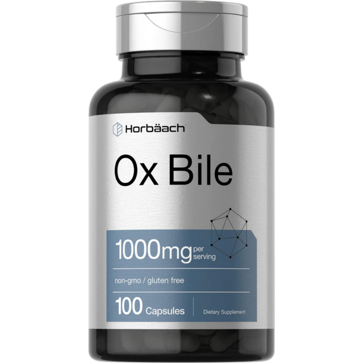 Ox Bile 1000 mg 100 Capsules by Horbaach Blended Vitamin & Mineral Supplements SUPPS247  - Image 1