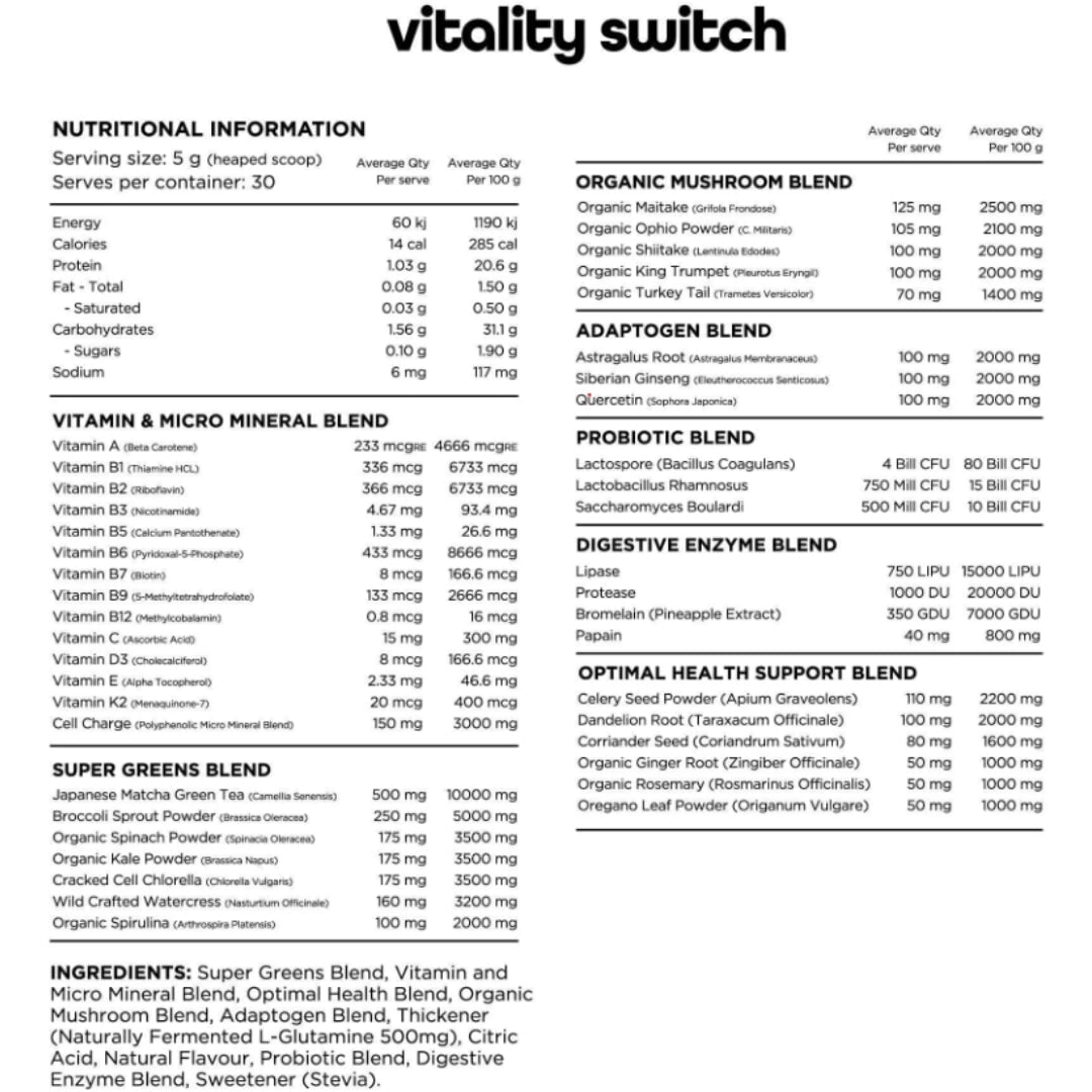 VITALITY SWITCH by Switch Nutrition immune booster SWITCH NUTRITION 30 Serves Mango Passionfruit  - Image 6