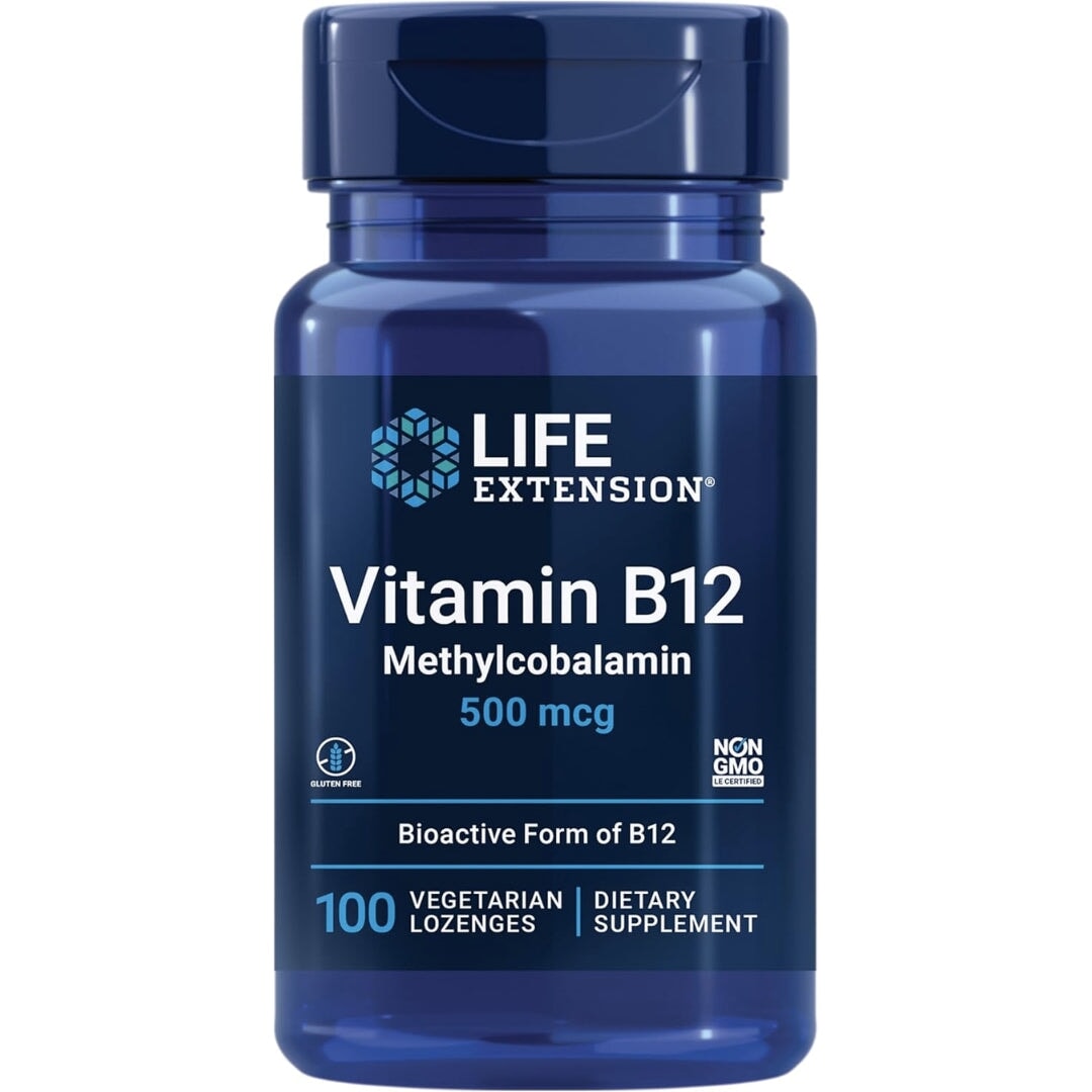 Vitamin B12 Methylcobalamin 500 mcg by Life Extension Vitamin B life extension 100 Lozenges  - Image 1
