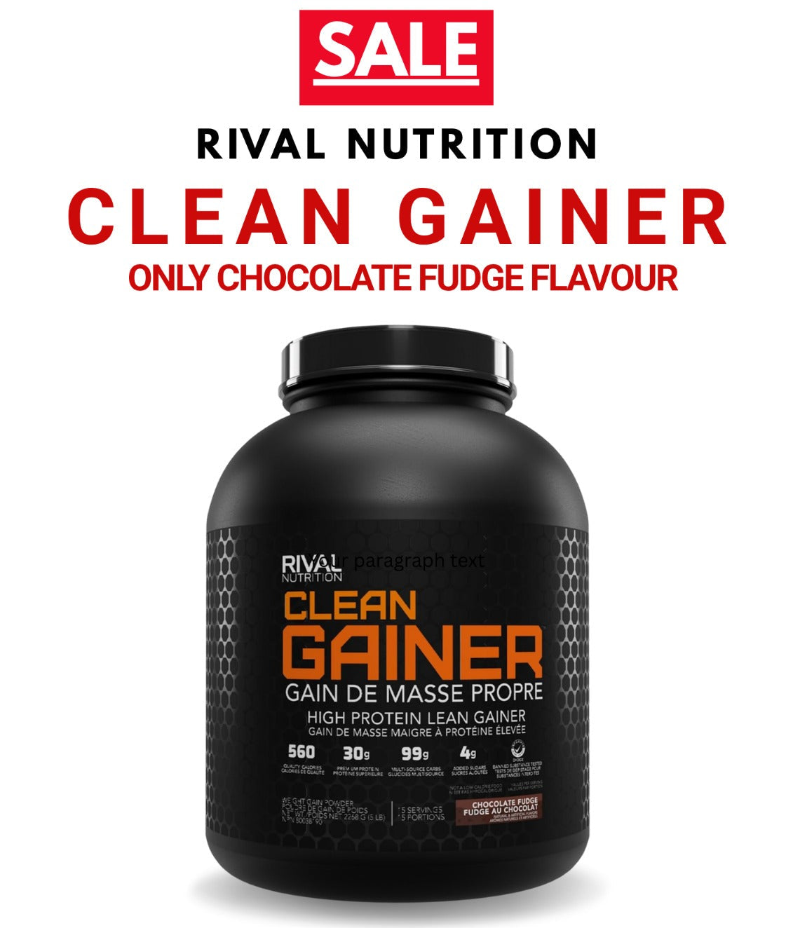 Clean Gainer by Rival Nutrition - Choclate Fudge. - Image 1