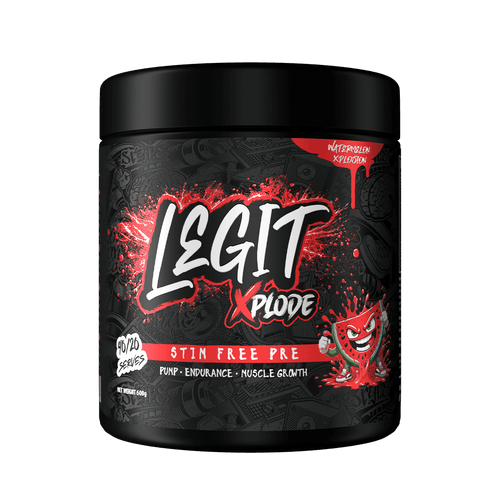 Legit Xplode Pump Stim-Free Pre-Workout, Watermelon Xplosion tub front