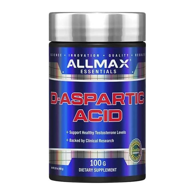 ALLMAX Nutrition D-Aspartic Acid, front of tub - Image 1