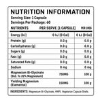 Beast Labs Magnesium Bi-Glycinate 750mg, nutrition information panel