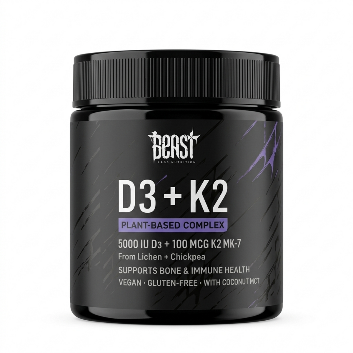 Beast Labs Nutrition D3 5000iu + 100 mcg K2 MK-7 - Image 1