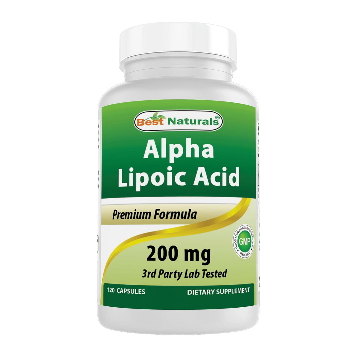 Alpha Lipoic Acid by Best Naturals, 200 mg 120 capsule bottle front - Image 3