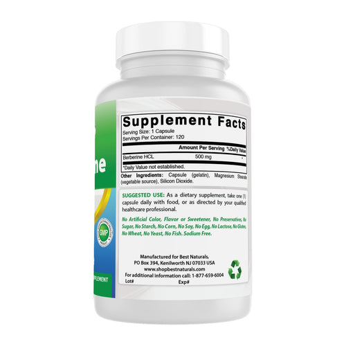 Berberine Plus 1000mg by Best Naturals, supplement facts panel