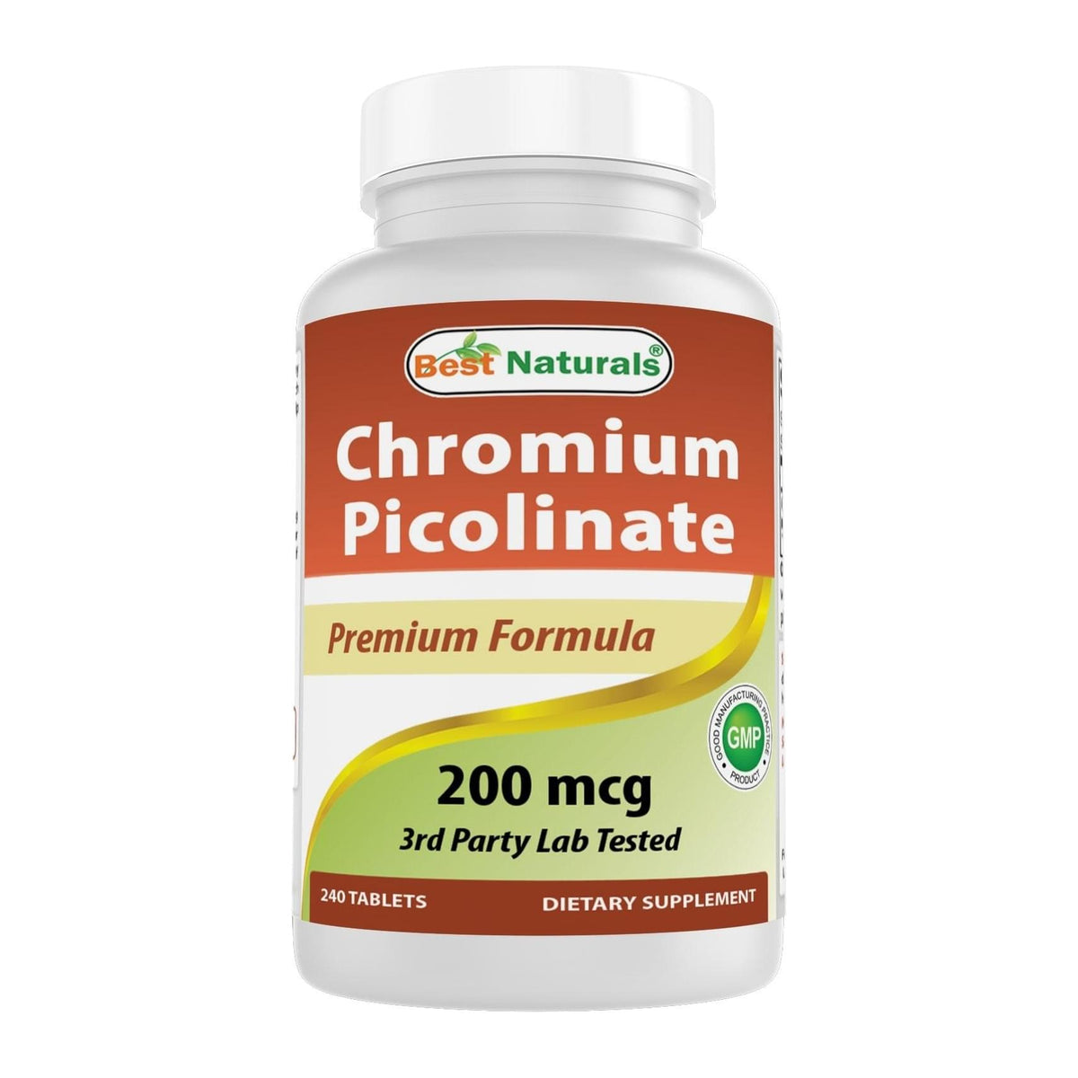 Chromium Picolinate by Best Naturals, front of bottle - Image 1