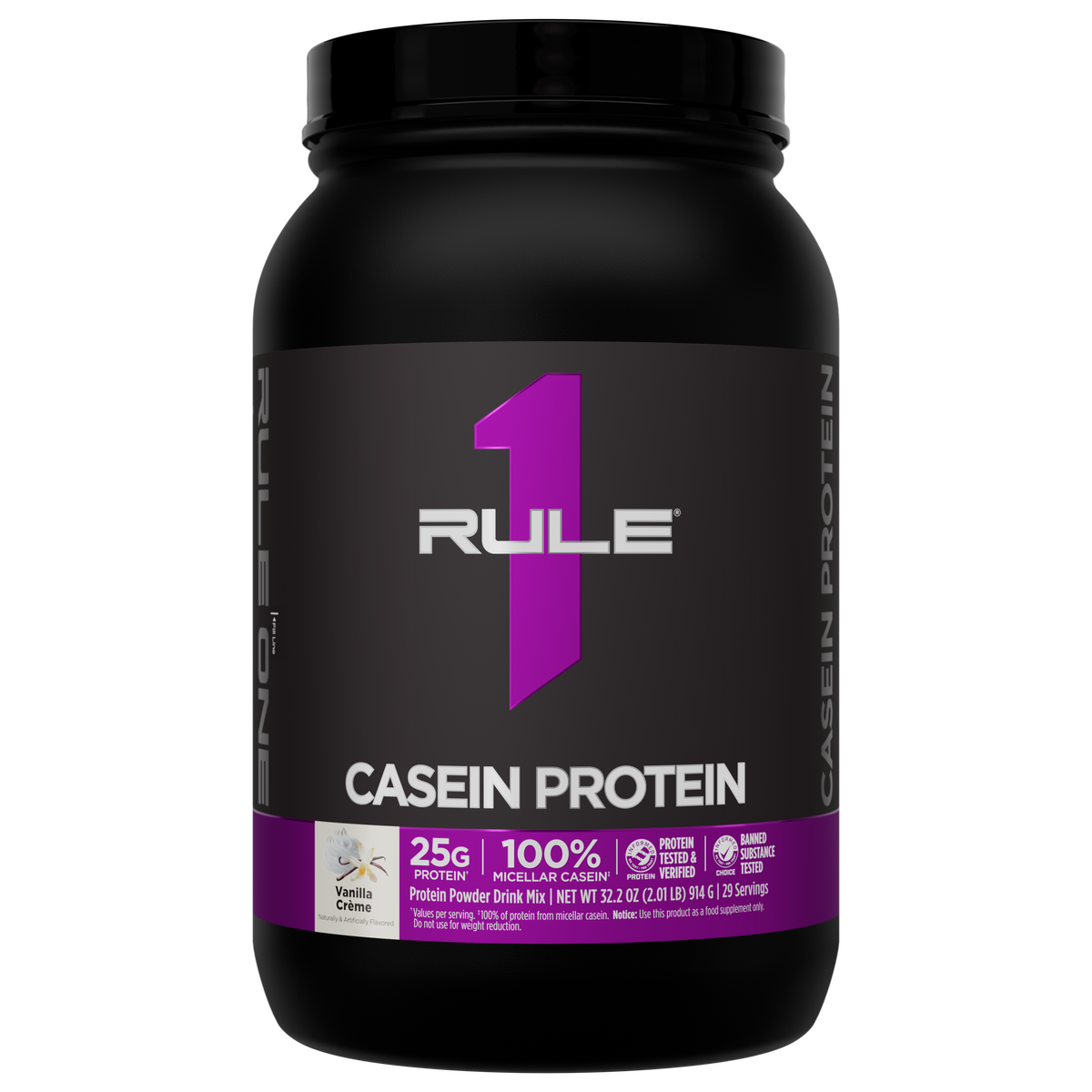 Rule 1 R1 Casein Micellar Casein Protein Vanilla Creme 2Lb