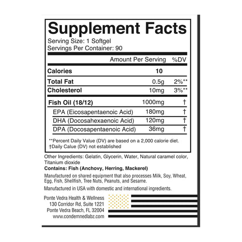 Fish Oil by Condemned Labz, supplement facts panel