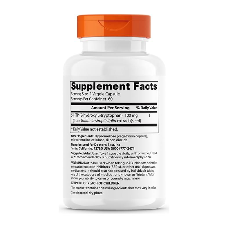Doctor's Best 5-HTP, back label with directions - Image 3
