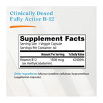 Doctor's Best Fully Active B12 1500 mcg 60 Veggie Caps, supplement facts panel