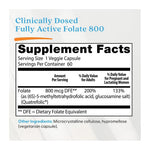 Doctor's Best Fully Active Folate with QuatreFolic 800 mcg, 60 Veggie Caps, supplement facts panel