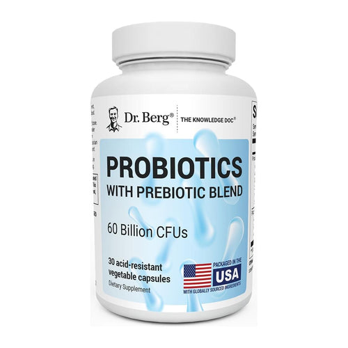 60 Billion Probiotic with Prebiotic Blend by Dr Berg, front of bottle