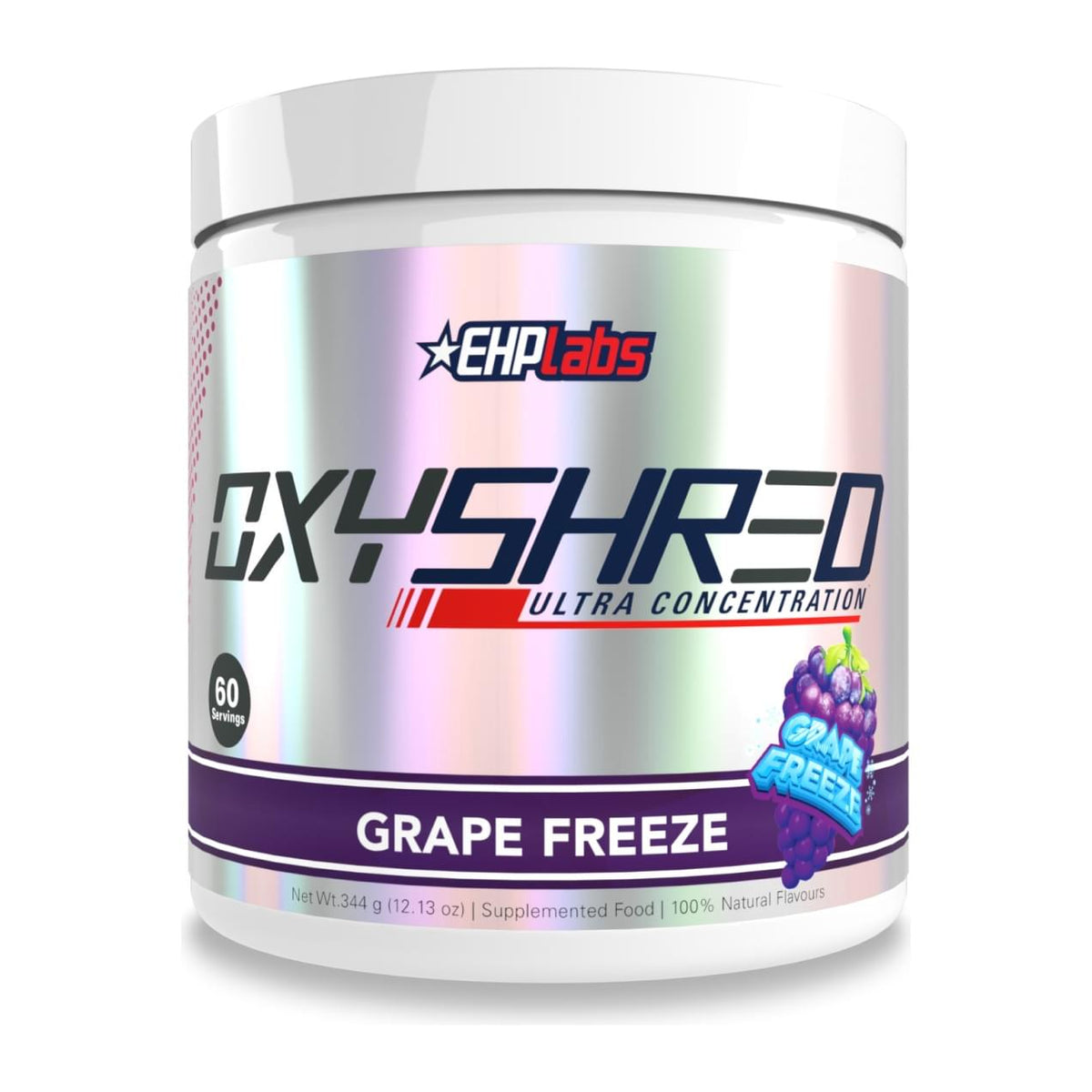 EHP Labs OxyShred Ultra Concentration – 60 Serves, Grape Freeze tub front - Image 8
