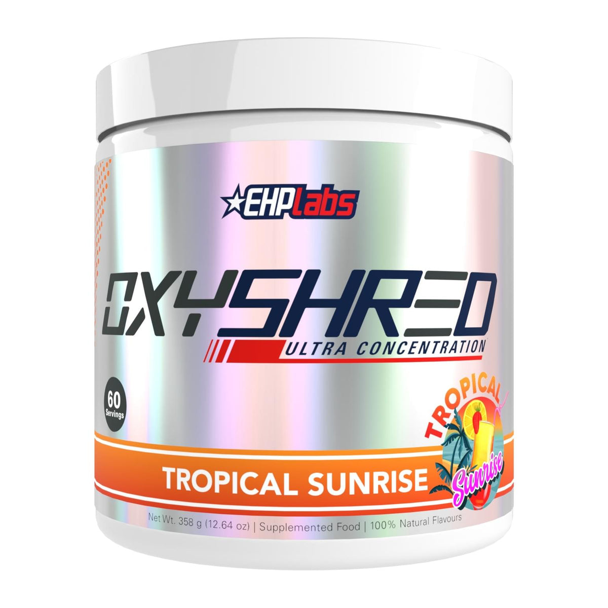 EHP Labs OxyShred Ultra Concentration – 60 Serves, Tropical Sunrise tub front - Image 6