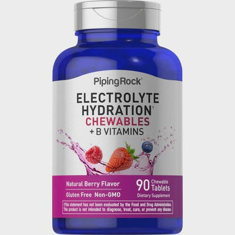 Electrolyte Hydration Chewables + B Vitamins (Natural Berry), 90 Chewable Tablets General Piping Rock 