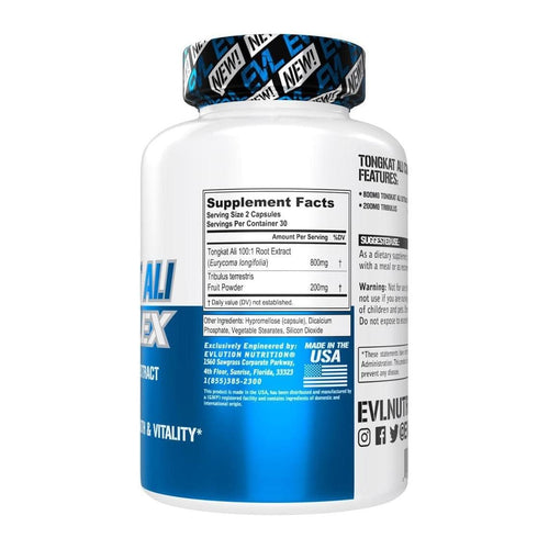 EVL Tongkat Ali Complex, 800 mg, 60 Capsules, supplement facts panel