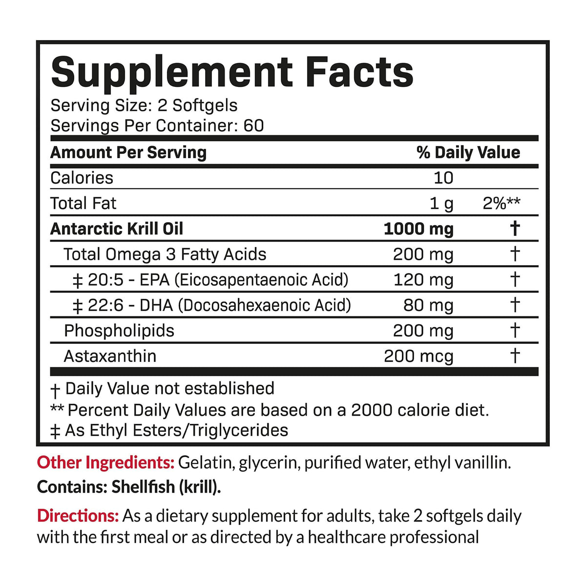 Antarctic Krill Oil by Futurebiotics, supplement facts panel - Image 2