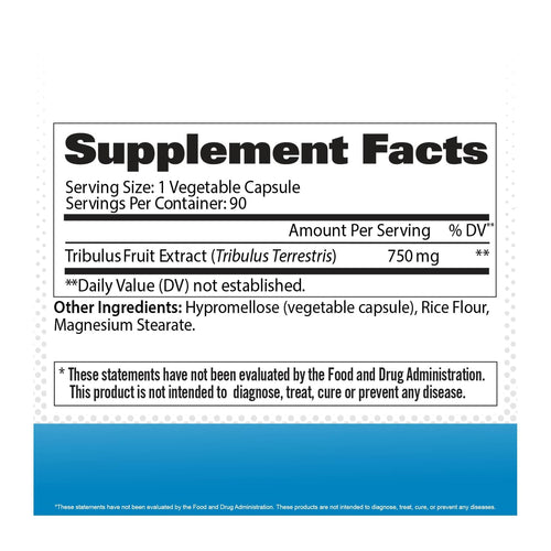GAT Sport Tribulus, supplement facts panel